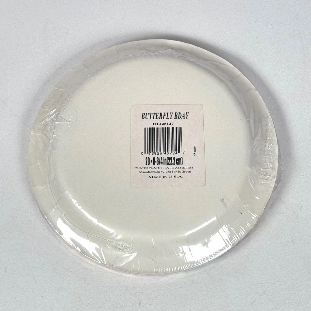 Vintage Butterfly Happy Birthday Paper Plates 8.75 Inch 20 Count Fonda New NOS